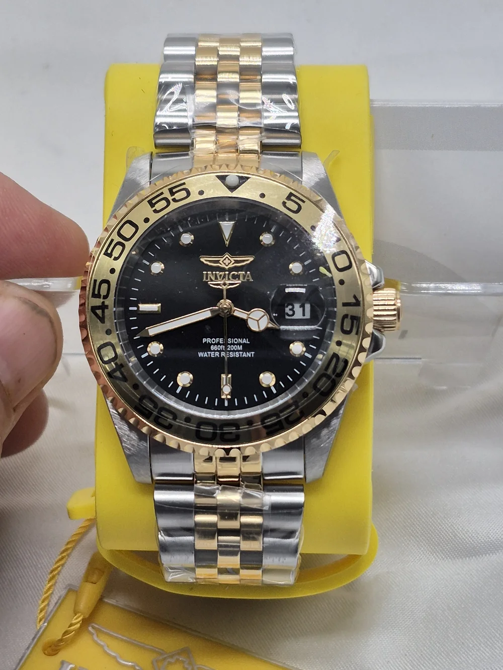 Woman Invicta Two-Tone Gold & Silver Professional Dive Watch - Black Dial